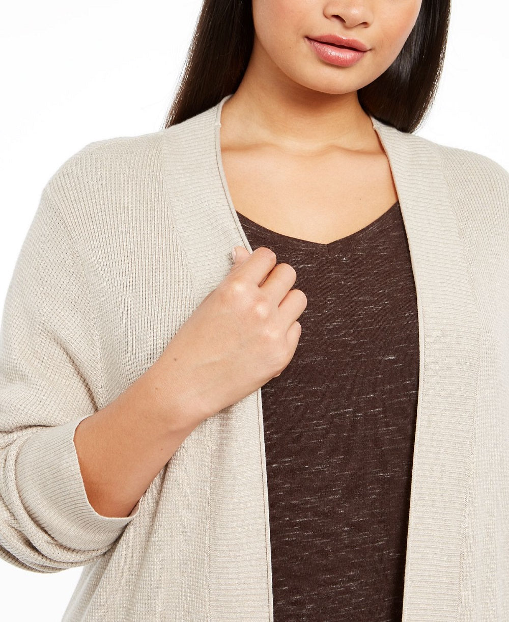 Style & Co Women's Layering Open Front Duster Sweater Brown Size 1X