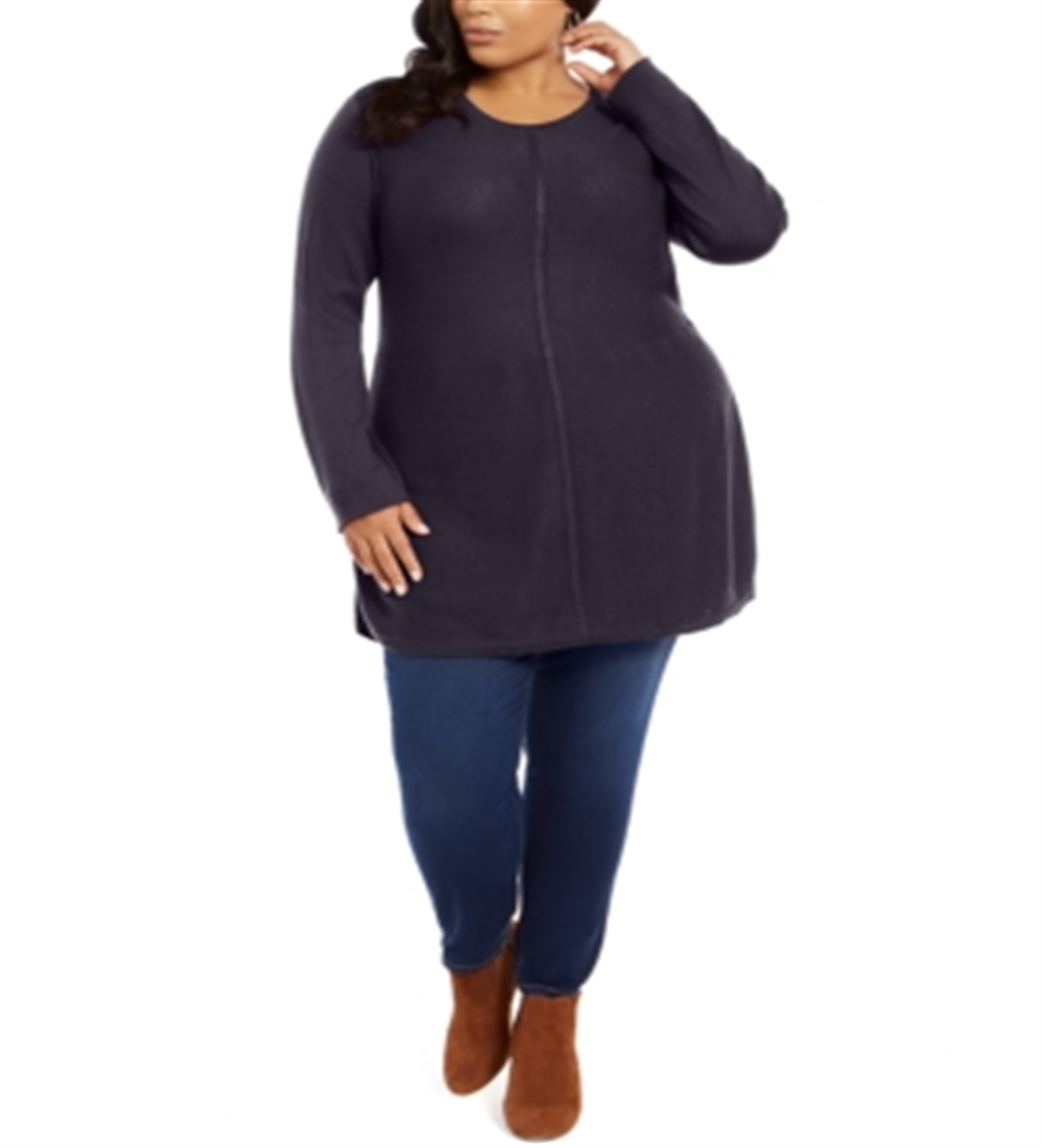 Style & Co Women's Seam Front Tunic Sweater Blue Size 4X