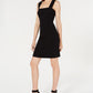 Bar III Women's Square Neck Crisscross Back Dress Black Size Medium