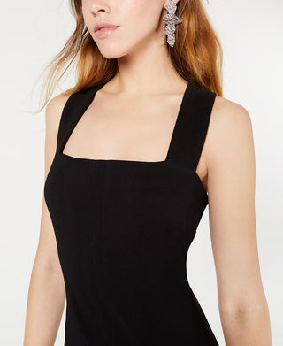 Bar III Women's Square Neck Crisscross Back Dress Black Size Medium