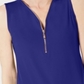 JM Collection Women's Sleeveless Zip Top Blue Size Petite X-Large