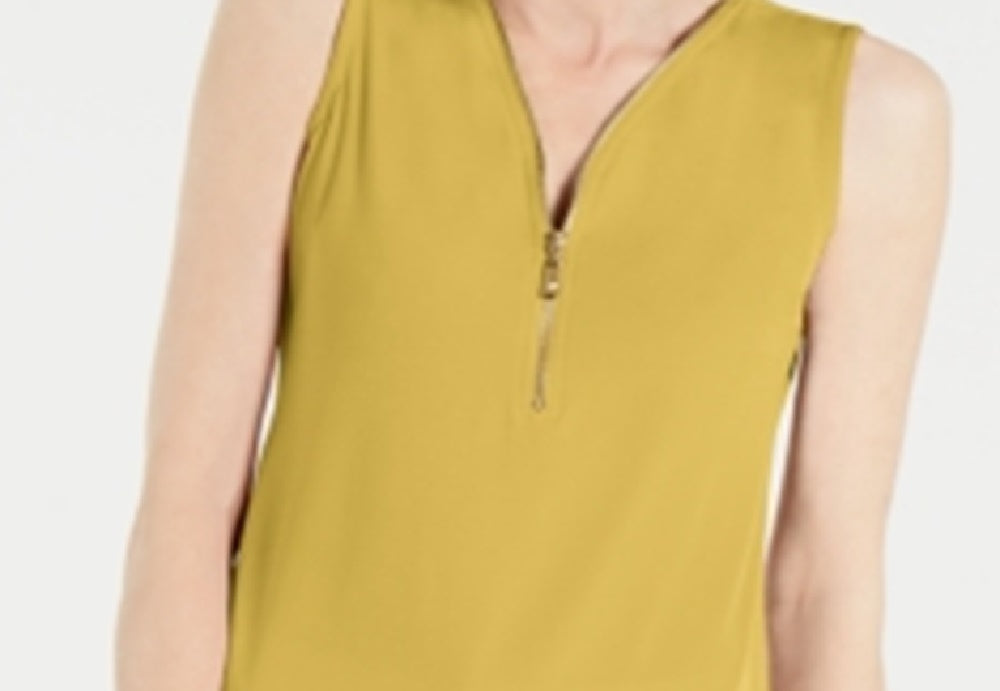 JM Collection Women's Sleeveless Zip Top Yellow Size Petite XL