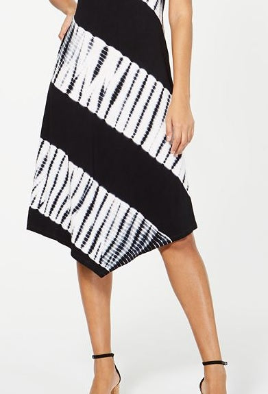 INC International Concepts Women's Color Block Sleeveless Halter MIDI Shift Dress Black Size Medium