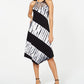 INC International Concepts Women's Color Block Sleeveless Halter MIDI Shift Dress Black Size Medium