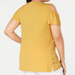 JM Collection Women's Plus Flutter Sleeve Cold-Shoulder Necklace Top Yellow Size 3X