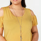 JM Collection Women's Plus Flutter Sleeve Cold-Shoulder Necklace Top Yellow Size 3X