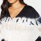 INC International Concepts Women's Tie Dye Surplice Top Black Size Petite S/M