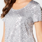 JM Collection Women's Asymmetrical Lattice Sleeve Tunic Gray Size Medium