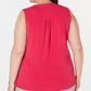 Charter Club Women's Plus Pleated Pintuck Top Pink Size 1X