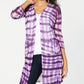 INC International Concepts Women's Sheer Slitted Tie Dye Open Cardigan Sweater Purple Size X-Large