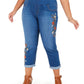 Style & Co Women's Ella Embroidered Pull on Jeans Blue Size 18W