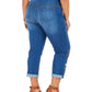 Style & Co Women's Ella Embroidered Pull on Jeans Blue Size 18W