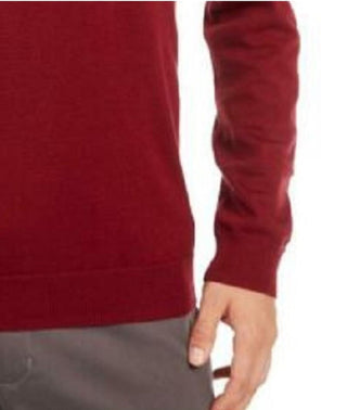 Tasso Elba Men's Contrast Shawl Collar Supima Cotton Sweater Red Size Medium