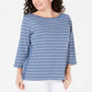 Karen Scott Women's Cotton Striped Vented Hem Top Blue Size XX-Large