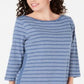 Karen Scott Women's Cotton Striped Vented Hem Top Blue Size XX-Large