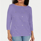 Karen Scott Women's Cotton Grommet Top Purple Size Small