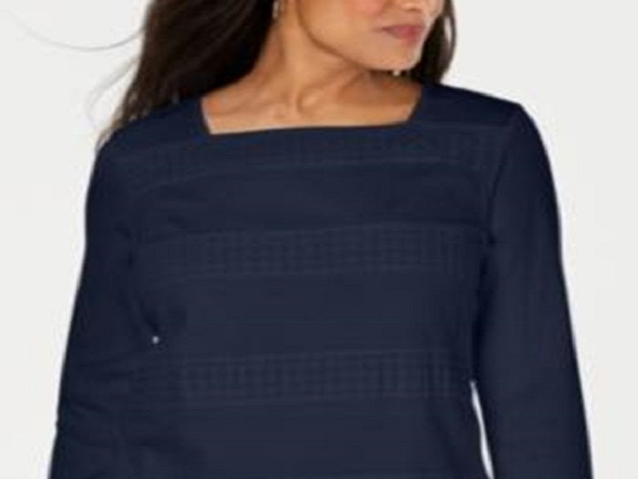 Karen Scott Women's 3/4 Sleeve Evening Top Blue Size Small