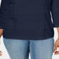 Karen Scott Women's 3/4 Sleeve Evening Top Blue Size Small