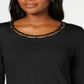 Karen Scott Women's Beaded Top Black Size XX-Large