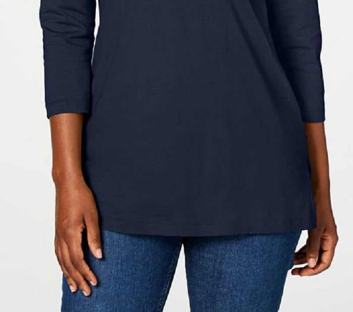 Karen Scott Women's Beaded Top Blue Size Medium