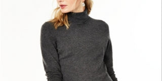 Charter Club Women's Cashmere Turtleneck Sweater Gray Size Medium