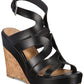 Material Girl Women's Betssy Leather Open Toe Casual Platform Sandals Black Size 7 M