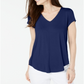 Alfani Women's Short Sleeve V Neck Top Blue Size Small