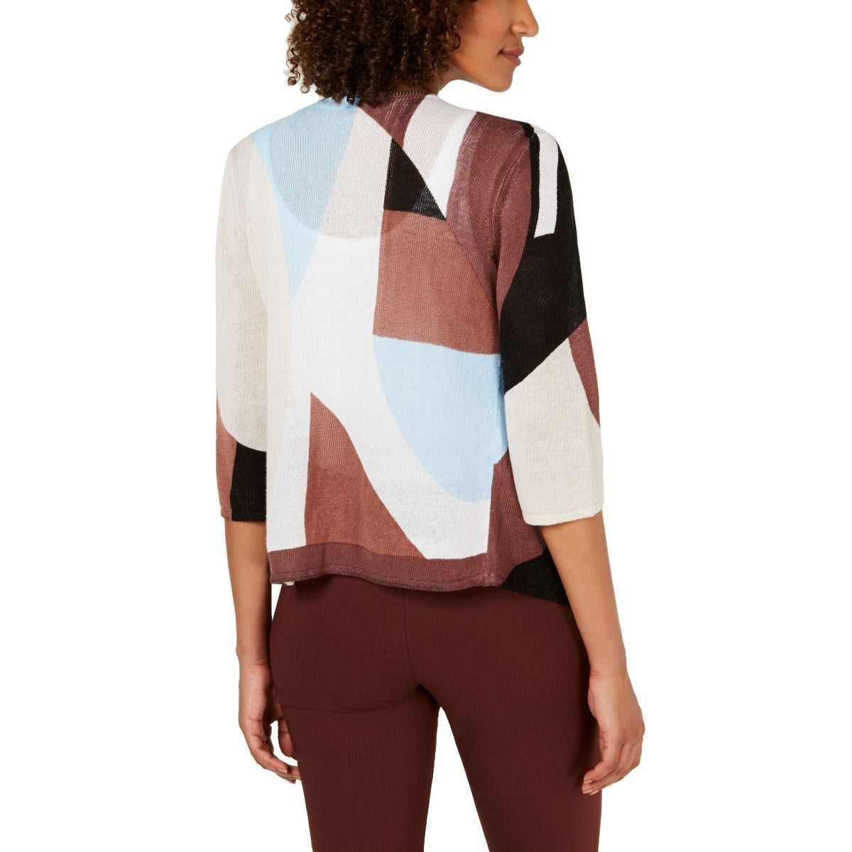 Alfani Women's Colorblocked Open Front Cardigan Blue Size Medium