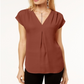 INC International Concepts Women's Pleated Top Brown Size Petite