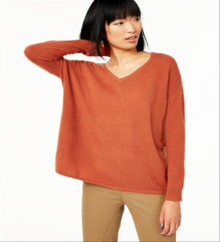 Charter Club Women's V Neck Pure Cashmere Sweater Brown Size X-Small