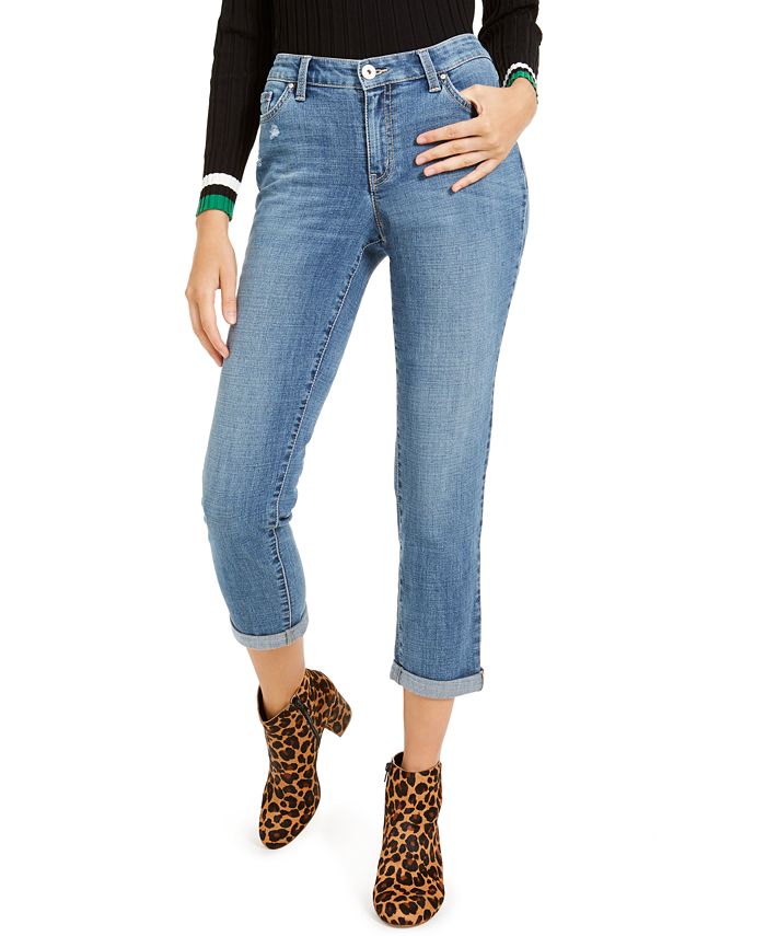 INC International Concepts Women's Curvy Fit Boyfriend Jeans Blue Size 8