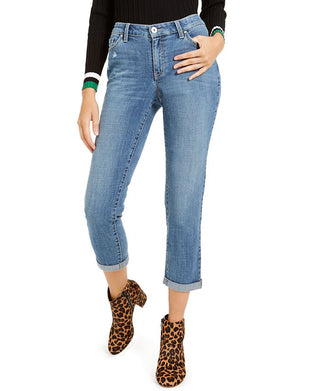 INC International Concepts Women's Curvy Fit Boyfriend Jeans Blue Size 8