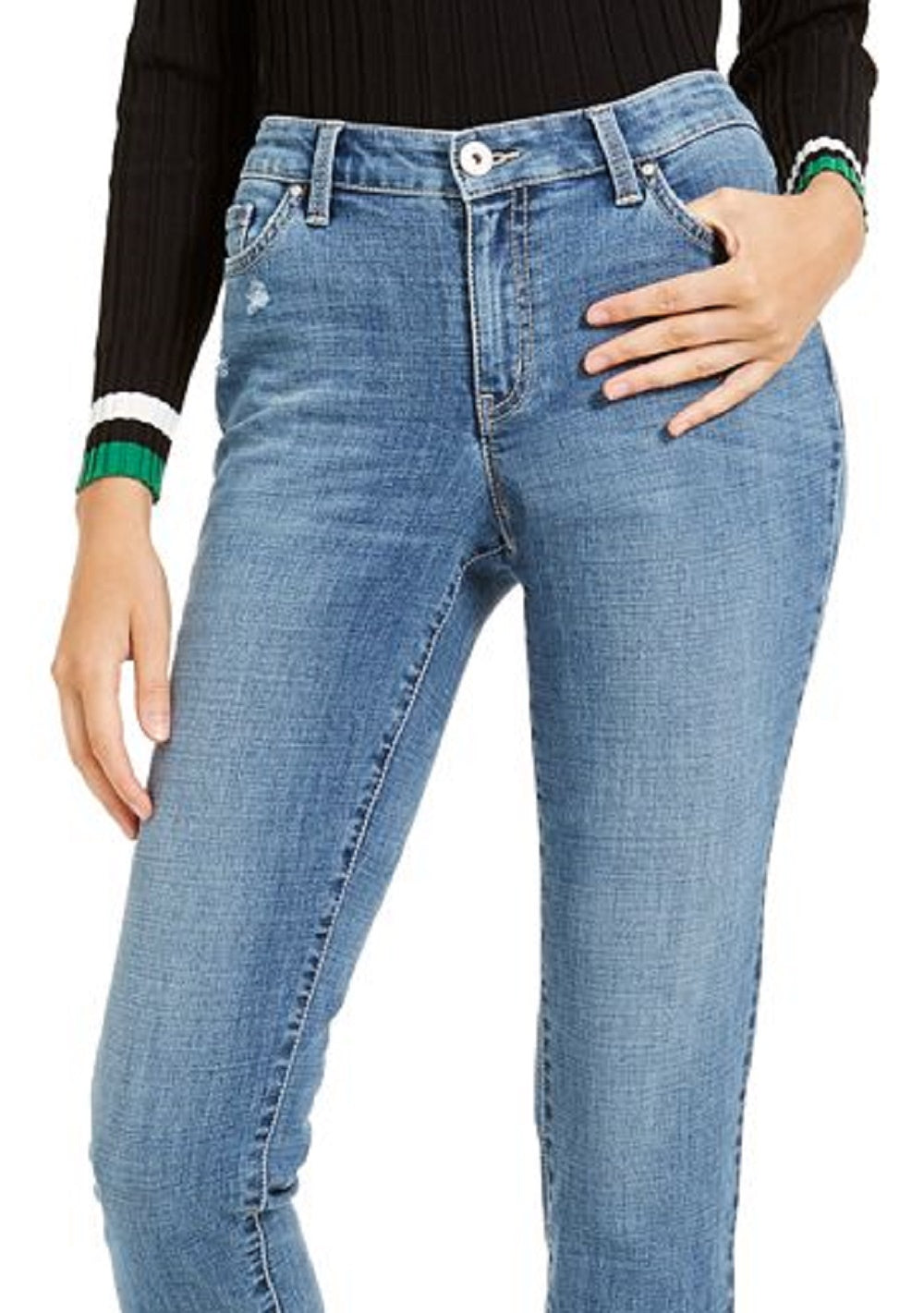 INC International Concepts Women's Curvy Fit Boyfriend Jeans Blue Size 8