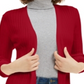 Maison Jules Women's Ribbed Open Cardigan Sweater Red Size X-Small