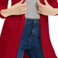 Maison Jules Women's Ribbed Open Cardigan Sweater Red Size X-Small