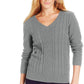 Karen Scott Women's Cable Knit Crewneck Sweater Gray Size X-Small