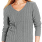 Karen Scott Women's Cable Knit Crewneck Sweater Gray Size X-Small
