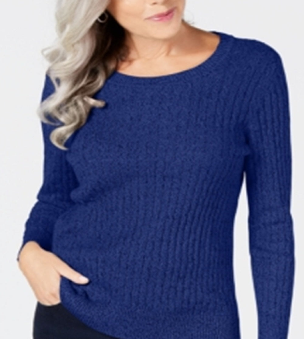 Karen Scott Women's Cotton Marled Knit Sweater Blue Size X-Small