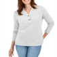 Karen Scott Women's Cotton Marled Henley Sweater Gray Size X-Large