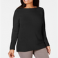 Karen Scott Women's Cotton Boat Neck Sweater Black Size XX-Large
