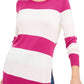 Maison Jules Women's Striped Sweater Dark Pink Size Large