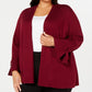 Alfani Women's Plus Bell Sleeve Everyday Cardigan Sweater Red Size 0X