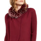 Alfani Women's Faux Fur Trim Cardigan Red Size Small