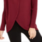 Alfani Women's Faux Fur Trim Cardigan Red Size Small
