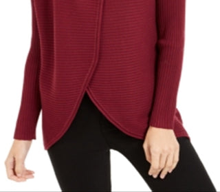 Alfani Women's Faux Fur Trim Cardigan Red Size Small