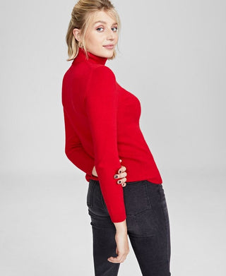 Charter Club Women's Cashmere Turtleneck Sweater Red Size Petite L