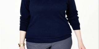 Charter Club Women's Plus V Neck Cashmere Sweater Blue Size 3X