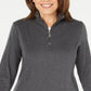 Karen Scott Women's Cotton Half Zip Mock Neck Top Gray Size Medium