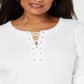 Karen Scott Women's Cotton Lace up Top White Size XX-Large