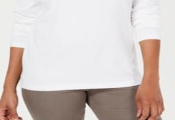 Karen Scott Women's Cotton Lace up Top White Size XX-Large